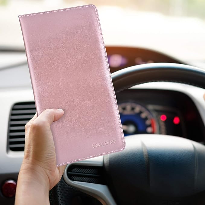 Wisdompro Car Document Holder Organiser, PU Leather Vehicle Insurance and Registration Holders Wallet Case for ID Card, Driving Licence, Key Contact Information Cards