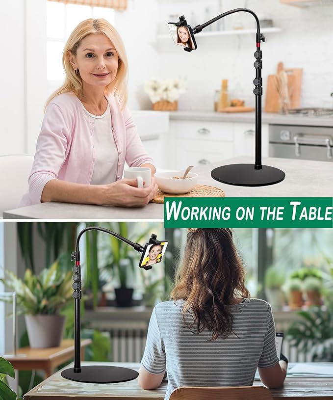 Swivel Cell Phone Mount - Height Adjustable Stand with Heavy Stable Base - Compatible with iPhone 16, 16 Pro Max, 15, 14, 13, 12