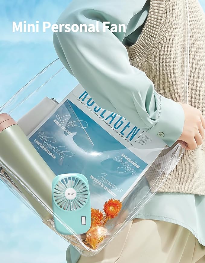 Aluan Handheld Mini Fan Powerful Small Personal Portable Speed Adjustable USB Rechargeable Eyelash Fan for Kids Girls Boys Woman Man Home Office Outdoor Travel, Blue