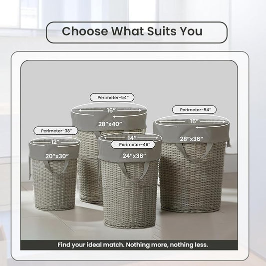 LFH Home Cotton Canvas Large Laundry Bag with Handle, Heavy Duty Drawstring Closure Washable Laundry Bags, School Travel, Home, Hotel, College Dorm, Organizer Sack, Toys Clothes 28x40 (Pack of 4)-Grey