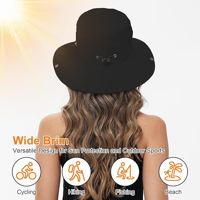 Sun Hats for Women Bucket Hat UV Protection Fishing Hat Wide Brim Safari Hats 2 in 1 Zip-Off Sun Visor Hats UPF 50+