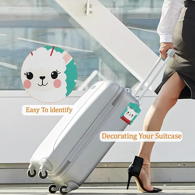 Alpaca Luggage Tags for Suitcase 3 Pack, Leather Bag Tags Identifiers with Privacy Name Address Labels and Durable Steel Loop for Men Women Backpack