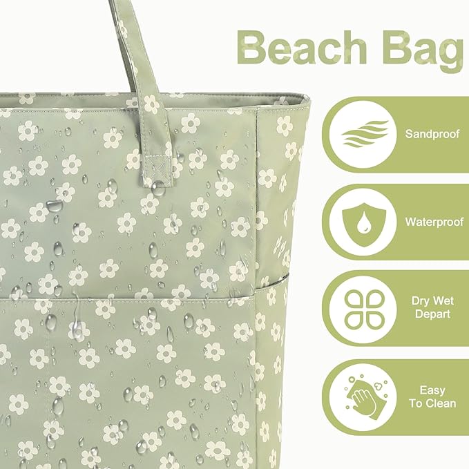 Bluboon Waterproof Beach Tote Pool Bags for Women Ladies Extra Large Carry On Bag With Wet Compartment for Weekender Travel