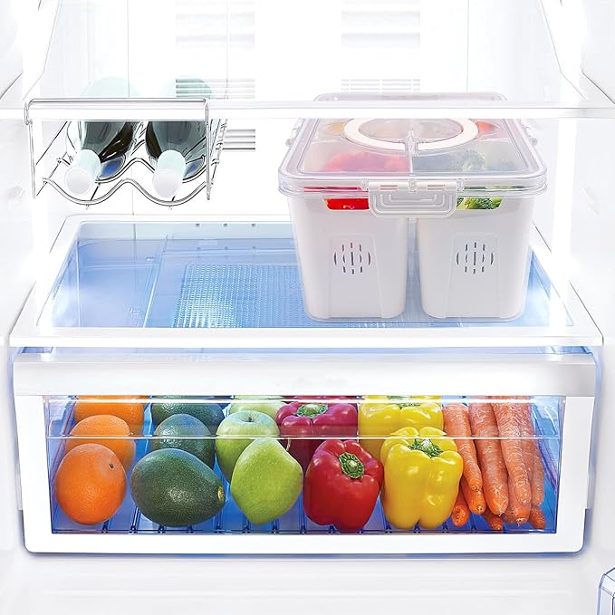 TAROSE Divided Serving Tray with Lid and Handle, Portable Snack Containers Snackle Box Snack Tray with Lid, Veggie Tray Charcuterie Boxes Fruit Tray Candy Organizer (4 Compartments)