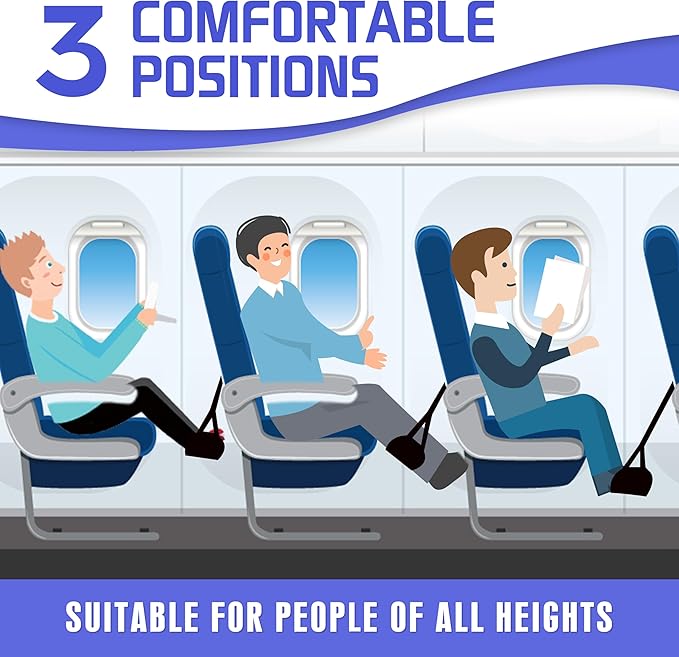 2-Pack Airplane Foot Hammock for Plane Travel - Travel Essentials Length Adjustable Airplane Foot Rest Under Desk -Long Flight Must Haves