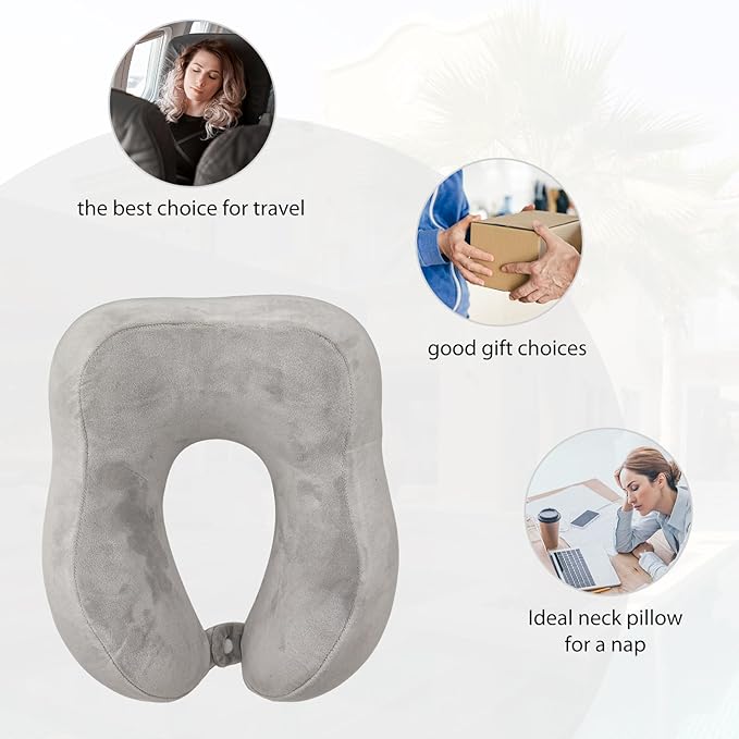 Hump Ultra-Soft Travel Pillow, High-end Memory Foam Neck Pillow, Double Support for Neck, Head and Chin, 360° Ergonomic Design Full Neck wrap Pillow, Suitable for Office, Airplane and car