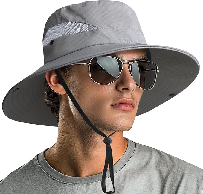 NPQQUAN Sun Hats for Men Women with Neck Flap UPF 50+ UV Protection Wide Brim Bucket Hat Safari Hiking Fishing Hats