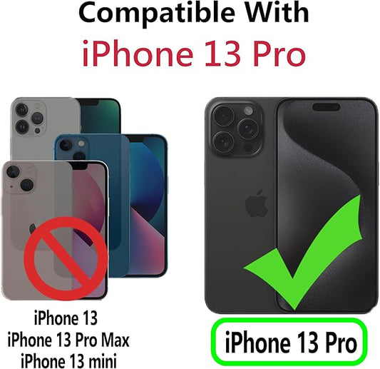 CIVICASE for iPhone 13 Pro Wallet Case,Leather Flip Case [RFID Blocking] Credit Card Holder Folio Magnetic Stand TPU Shockproof Cover Color Matching for iPhone 13 Pro (6.1") Black Blue