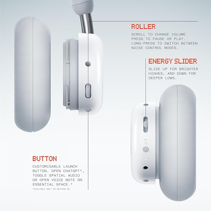 CMF by Nothing Headphone Pro Active Noise Canceling Wireless Headphones Bluetooth 5.4 Over The Ear Headset, 50H ANC Playtime, Bass&Treble Slider, Custom EQ&Spatial Audio, Hi-Res LDAC, Light Grey