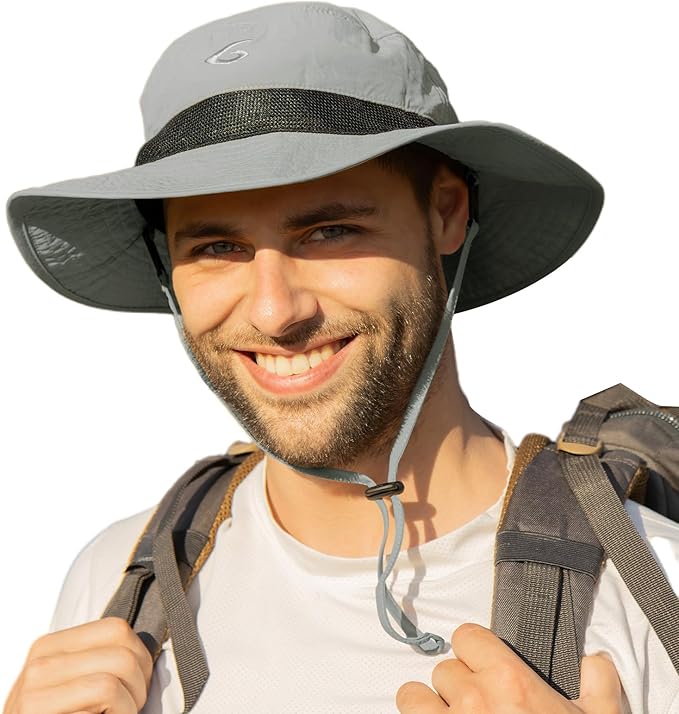 Oversized XL XXL Waterproof Sun Hat for Big Heads Mesh Bucket Hat Wide Brim Adjustable Packable Hiking Beach Fishing