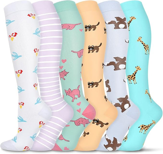 Graduated Compression Socks for Women&Men 20-30mmhg Knee High Socks Travel Hiking Running Stocking