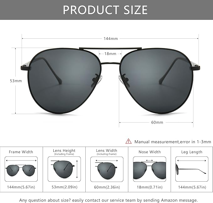 SUNGAIT Women's Lightweight Oversized Aviator Sunglasses - Classic Style Polarized Lens
