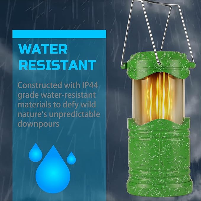 Lichamp 4 Pack LED Camping Lanterns, Collapsible Flameless Candles Tea Lights, Portable Battery Powered Camping Lights Emergency Supplies Kit, Green