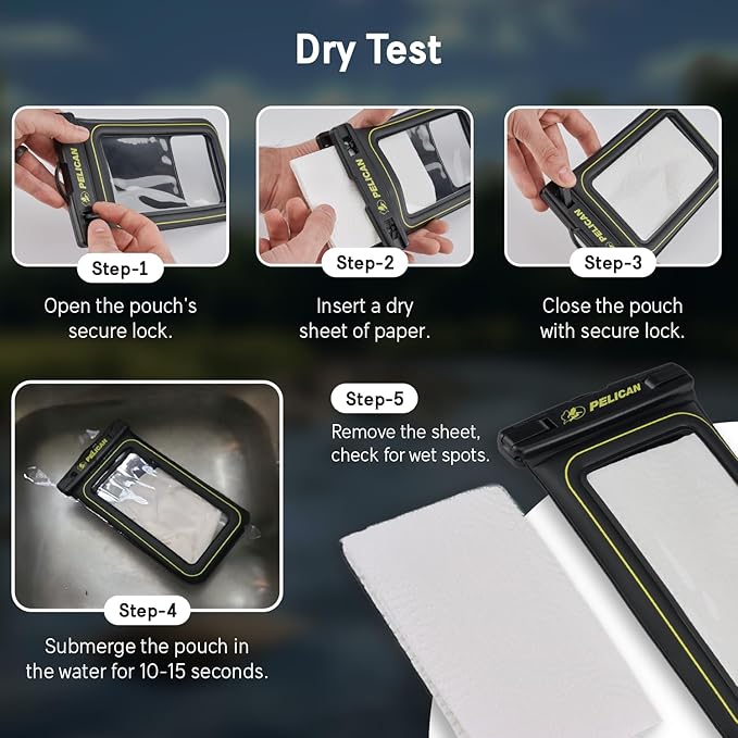 Pelican 2 Pack Marine - IP68 Waterproof Phone Pouch (XL Size) Floating Waterproof Phone Case - Beach Cruise Ship Travel Essentials - Works with All Phones - Detachable Lanyard - Black/Hi-Vis Yellow | 2 Pack, Marine, XL Size, Detachable Lanyard
