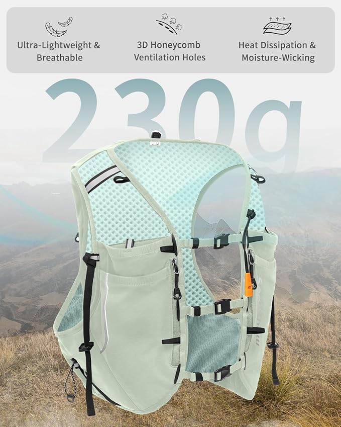 Sportsnew Running Vest for Women Men, Lightweight 10L Hydration Backpack with Waterproof Phone Pocket, Hydration Pack with Water Bladder for Hiking Trail