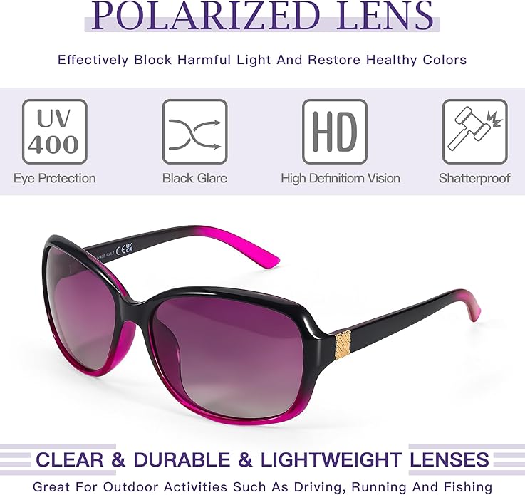 SIPHEW Polarized Sunglasses for Women | Vintage Square Sunglasses w UV400 Protection | Womens Wraparound Shade