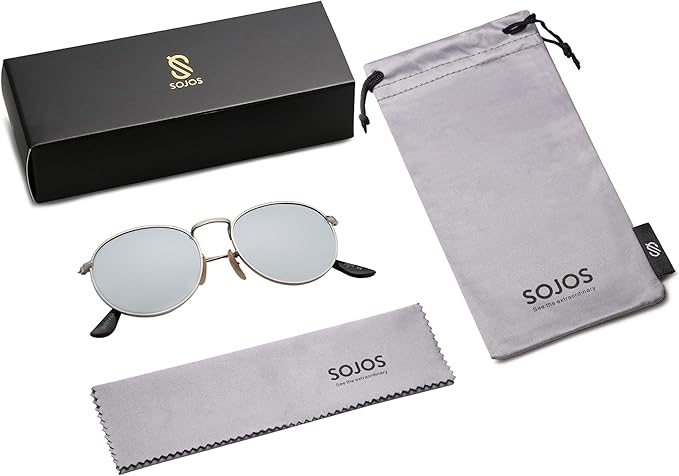SOJOS Small Round Polarized Sunglasses for Women Men Classic Vintage Retro Shades UV400 SJ1014
