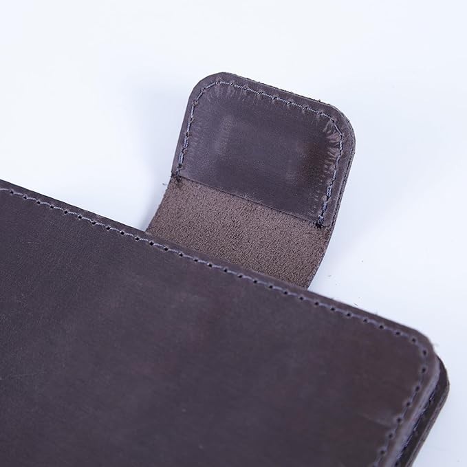Grey Passport Holder for Travel with AirTag - Leather Passport Cover Compatible with Airtag Passports Wallet with Card Slots & Note Compartment, Magnetic Closure, Genuine Leather, Vintage Gray