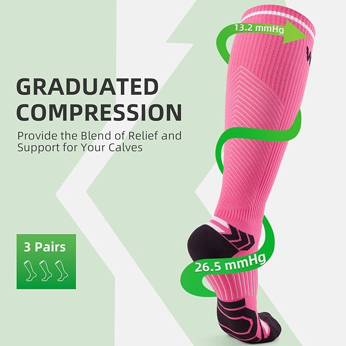 Wakefeet Compression Socks for Women Men 3 Pairs, Compression Stockings, Fragrance Flight Socks for Travelling Sitting