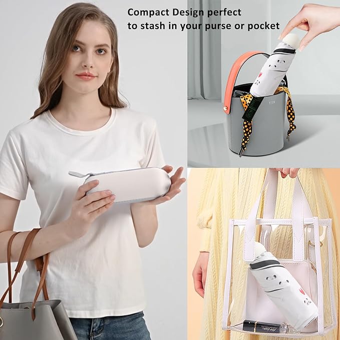 BAODINI Travel Mini Umbrella for Purse With Case Small Compact UV Sun Protection Sun Lightweight Tiny Pocket Umbrella for Women Kids and Men