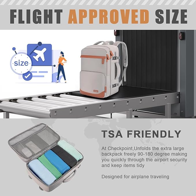 50L Travel Backpack with USB Charging Port, Water-Resistant Carry On Backpack for Men Women, Business Laptop Backpack for Trips & Commutes, Fits 18 Inch Laptop