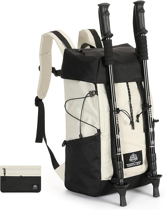 Hiking Backpack for Women Men Lightweight Camping Backpack with Rain Cover 30L Waterproof Hiking Daypack Bag with Hiking Pole Carrying System for Travel Trekking Mountaineering Large Capacity (Black)