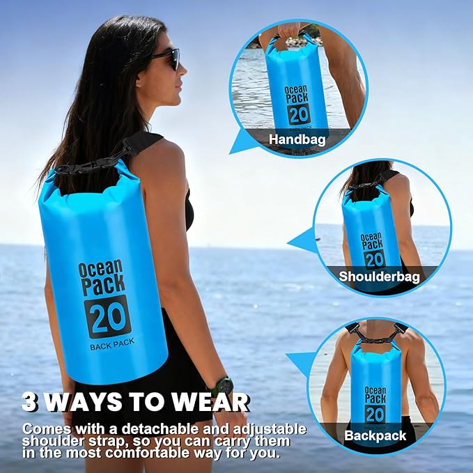 Waterproof Dry Bag – Roll Top Dry Storage Bag Backpack for Women & Men, Perfect for Kayaking, Boating, Swimming, Camping, Hiking, Backpacking & Beach (20L)