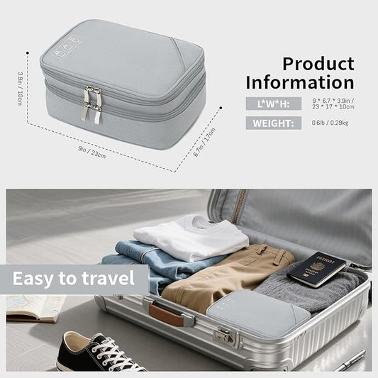Lanola Travel Cable Organizer Bag, Electronic Accessories Case Portable Double Layer Cable Storage Bag for Cord,phone,Charger, Flash Drive,SD Card,Phone,Power Bank,Personal Items - Grey
