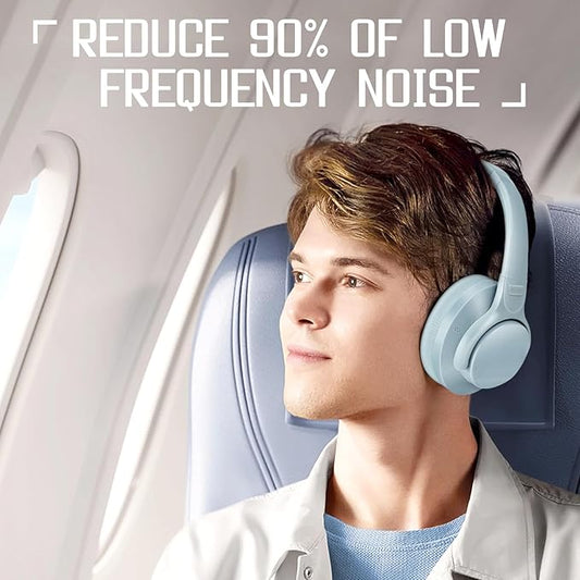 TUINYO Wireless Headphones - Noise Cancelling Over Ear Bluetooth Headphones with 60H Playtime, Deep Bass Hi-Fi Stereo Sound & Comfortable Earpads for Travel, Home and Office-Blue Gray