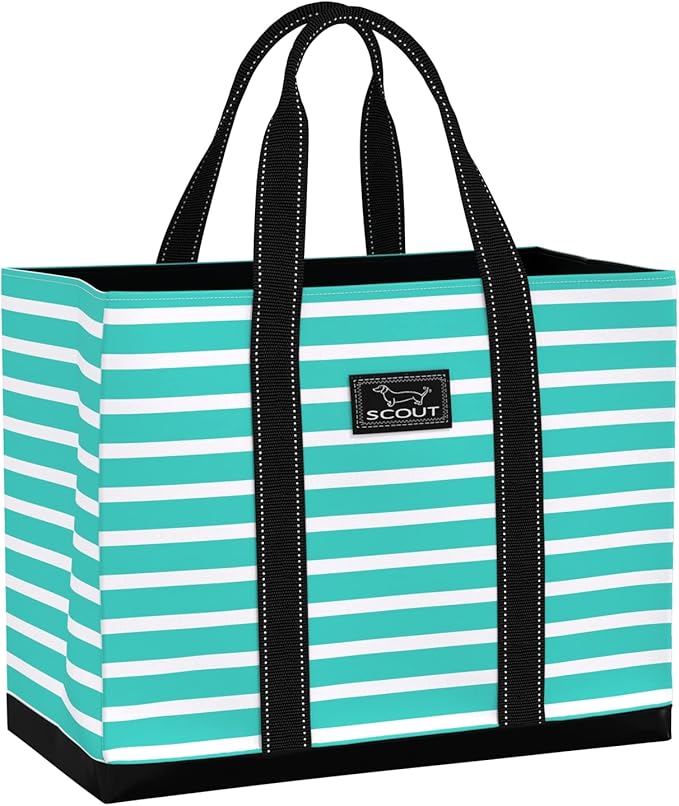 SCOUT Original Deano Tote Large - Durable Lightweight Open Top Beach, Pool & Lake Bag, Inside Zip Pocket, Folds Flat