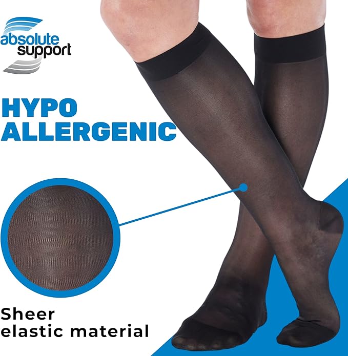(3 Pairs - Closed Toe) Wide Calves Sheer Compression Socks for Women 15-20mmHg - Womens Compression Stockings for Circulation during Sport, Work, Travel, Flight - Black, 4X-Large - A101BL7-3