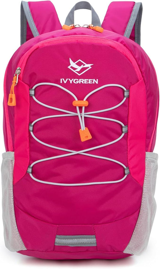 IVYGREEN Little Kids Hiking Backpack for Boys or Girls, Small Daypack for Camping or Travel (Rose, Medium)