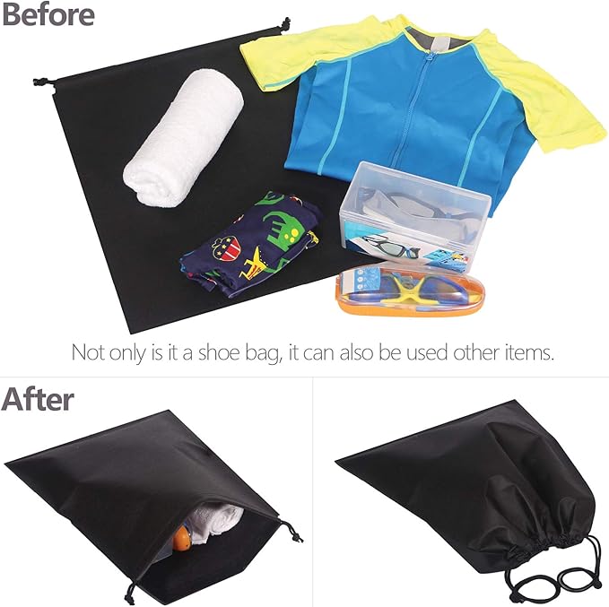 Set of 10 Jumbo Shoe Bags for Travel Non-Woven with Rope for Men and Women Large Shoes Pouch Storage Packing Organizers