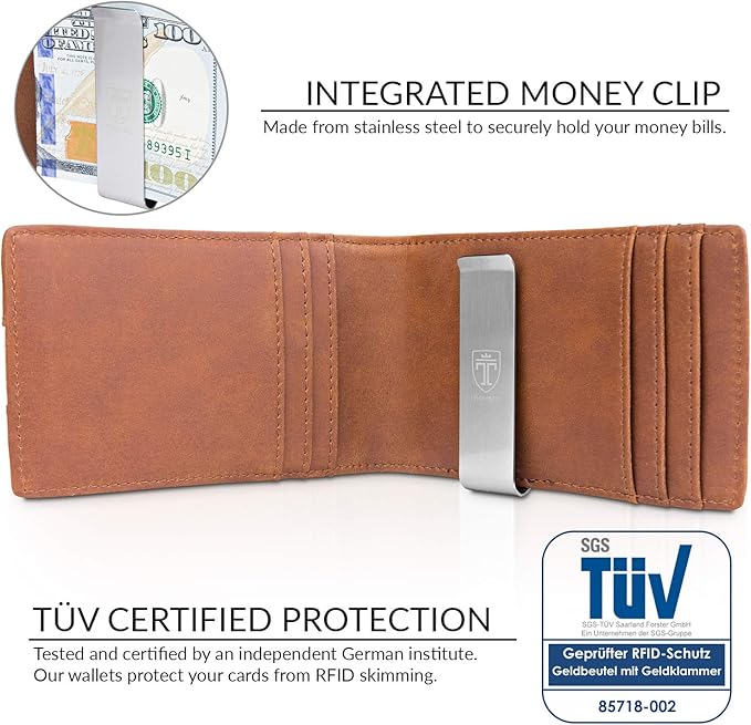 TRAVANDO Money Clip Wallet RIO - Mens Wallets slim Front Pocket RFID Blocking Card Holder Minimalist Mini Bifold Gift Box