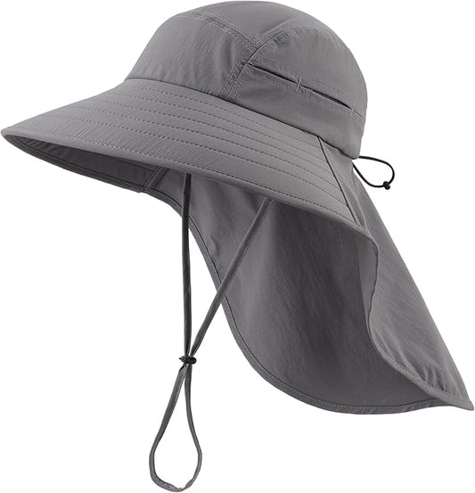 Home Prefer UPF 80+ Sun Hat for Men Women Wide Brim Sun Hat with Neck Flap Summer Safari UV Protection Gardening Fishing Hat
