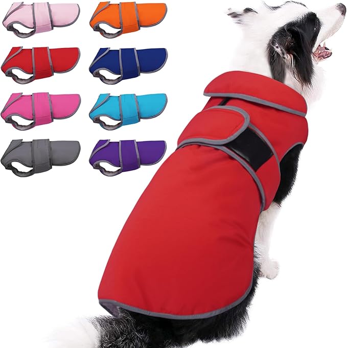 MIGOHI Warm Dog Coat Winter Dog Jacket,Waterproof Cold Weather Coats for Dogs,Fleece Jacket for Small Medium Large Dogs,Reflective Thick Fleece Vest with Leash Hole