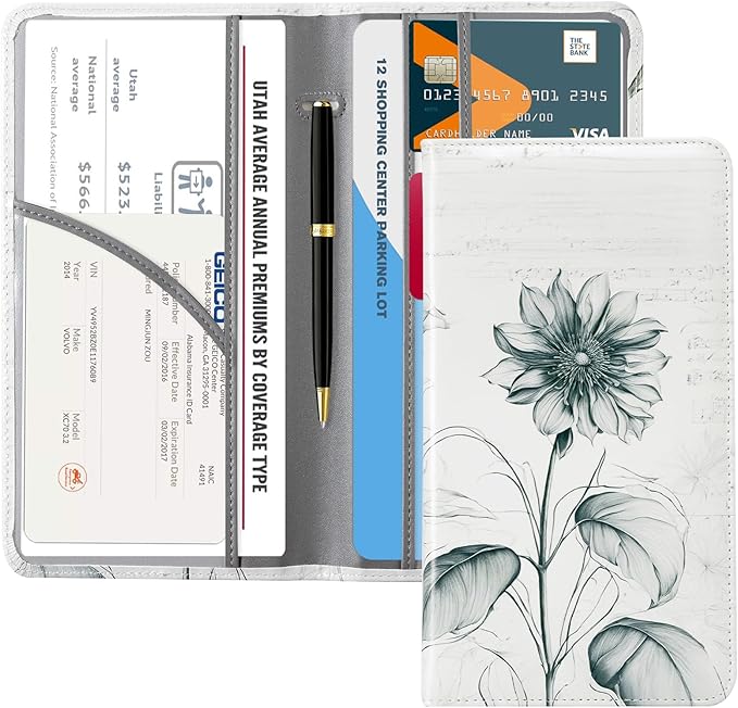 CoBak Car Registration and Insurance Holder - Vehicle Glove Box Car Organizer,Auto Truck Comparment Accessories Case with Magnetic Closure for Driver License,Cards