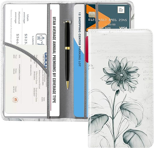 CoBak Car Registration and Insurance Holder - Vehicle Glove Box Car Organizer,Auto Truck Comparment Accessories Case with Magnetic Closure for Driver License,Cards