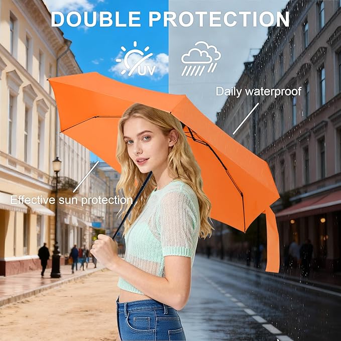 LEAGERA Compact Travel Umbrella with Case - Mini Umbrella for Purse, Small Lightweight &Tiny Design Perfect for Parasol Outdoor Sun&Rain Umbrellas