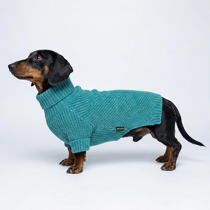 Fitwarm Turtleneck Dog Sweater, Thermal Winter Clothes for Small Dogs, Boy Girl, Sweater, Jumper, Teal Blue, XL