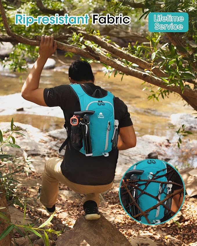 Small Hiking Backpack with Front Phone Holder, Packable Back pack with Chest and Waist Strap, Lightweight Daypack for Women Men