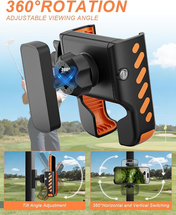 Magnetic Golf Cart Phone Holder Mount Compatible with iPhone/Galaxy/Google Pixel, Fits EZGO Club Car Yamaha, Ultra Strength Magnet/360° Rotatable/1s Phone Clip Install & Golf Cart Accessories