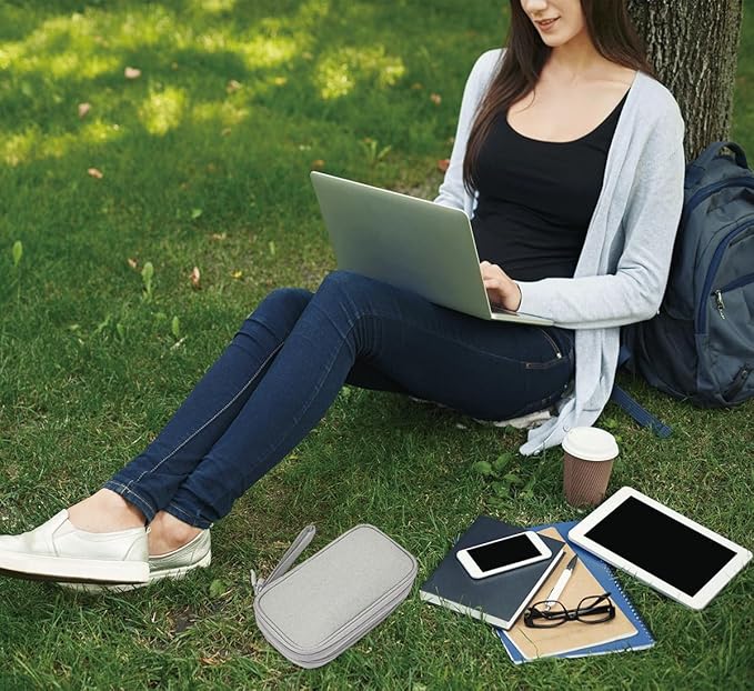 Electronic Organizer Travel Cable Accessories Case, Organizer Bag, Accessories Pouch for USB, Cord, Charger, Phone, Power Bank, Earphone (Light Grey, Medium)