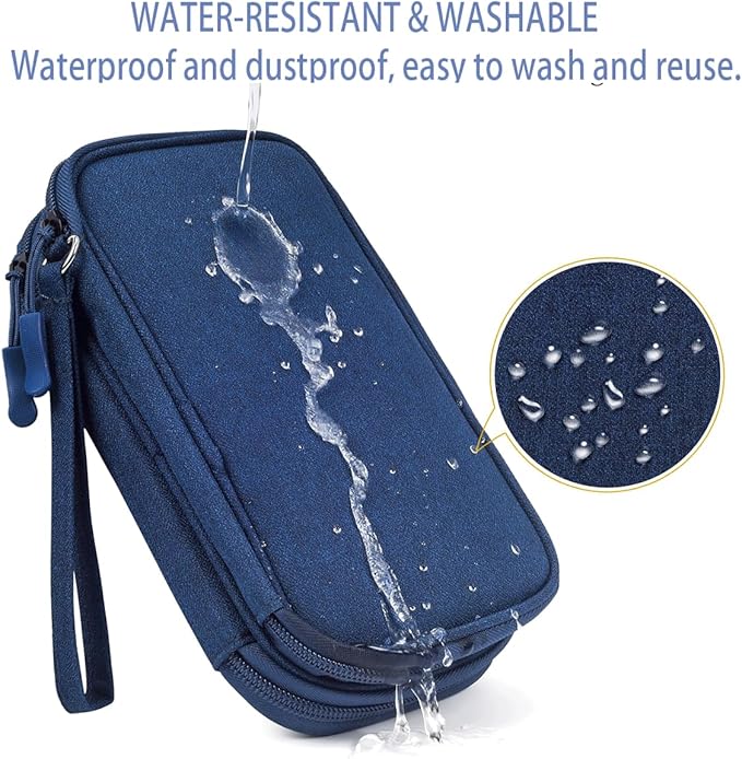 Electronic Bag Travel Cable Accessories Bag Waterproof Double Layer Electronics Organizer Portable Storage Case for Cable, USB, Cord, Charger, Phone, Power Bank, Earphone (Navy Blue, Large)