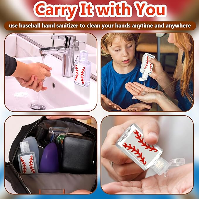 50 Pcs Baseball Party Favors - Mini Hand Sanitizer Baseball Team Gifts Bulk Travel Size for Senior Night Sports Theme Party Supplies Birthday Goodie Bags Stuff