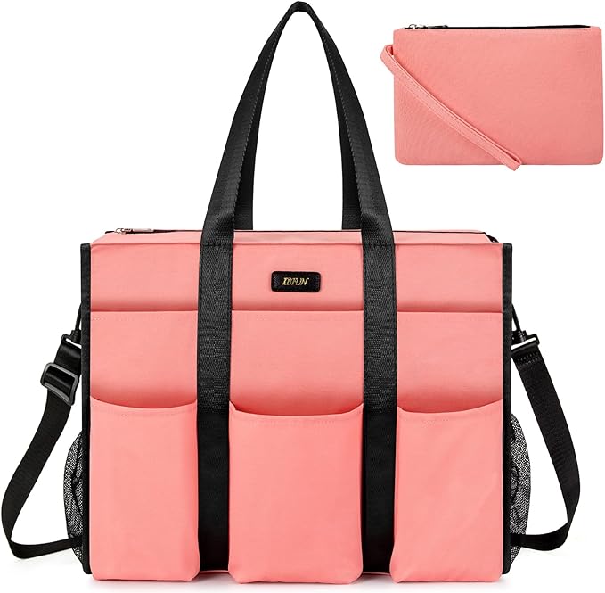 IBFUN Utility Tote Bag with 14/24 Pockets Zip Top Teacher Tote Bag for Teacher/Work Women