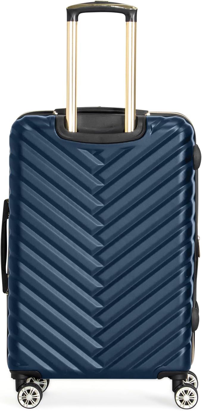 Kenneth Cole REACTION Madison Square Lightweight Hardside Chevron Expandable Spinner Luggage, Navy, 24-Inch Checked