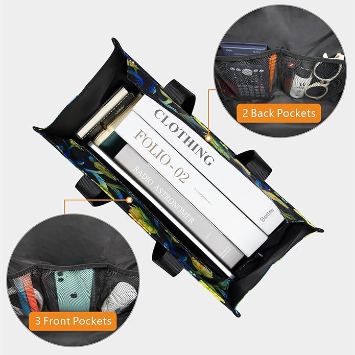 TOPDesign Utility Water Resistant Tote Bag with 13 Pockets, Top Zipper Closure & Thick Bottom Support, for Working Women