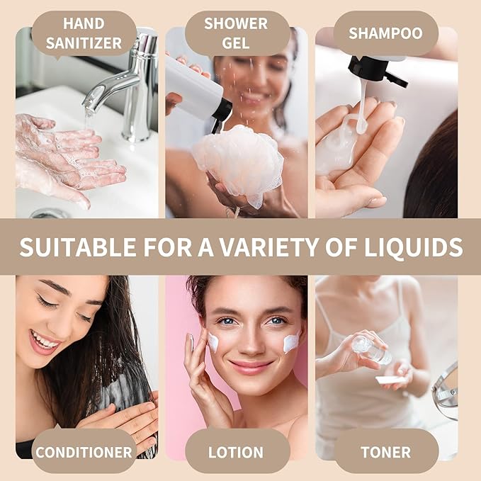 LISAPACK 8.3oz Travel Bottles with Flip Cap (4 Pcs) Empty Dispenser Container for Travel Size Cosmetics (250ml, Brown)