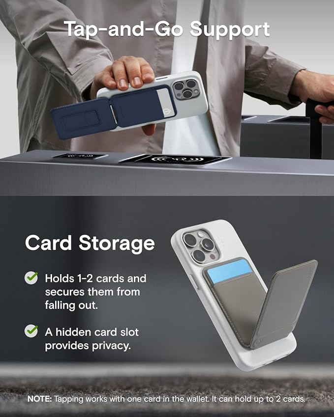 MOFT Phone Tripod Wallet, 3 in 1 Phone Stand Wallet, NFC-Supported Magnetic Phone Stand, MOVAS Vegan Leather Adjustable Card Holder, Taupe